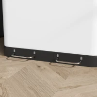 HOMCOM Poubelle de cuisine 2 x 30L avec pédale en métal, 2 compartiments, couvercle à fermeture douce, 60L, blanc(m-9)