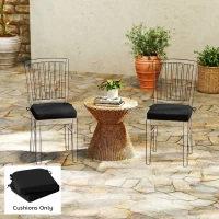 Outsunny Outdoor Chair Seat Cushions Set of 2, Garden Chair Cushions with 7cm Thick Foam & Ties, Black(m-10)
