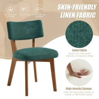 Stylish Mid-Century Dining Chairs with Ergonomic Backrest, Comfortable Upholstered Side Chairs for Dining Room, 47L x 54.5W x 77H cm, Green(m-7)