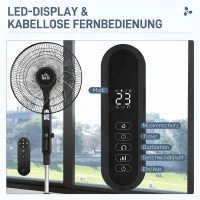 HOMCOM Ventilateur sur pied Ø 42cm 40W 3 modes 28 vitesses, fonction anti-moustique, hauteur réglable oscillant 75° noir(m-6)