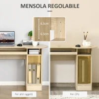 HOMCOM Scrivania da PC per Ufficio con Scaffali, Cassetti e Ripiano Testiera in Legno, 125x60x74cm(m-9)