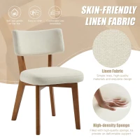 Stylish Mid-Century Dining Chairs with Ergonomic Backrest, Comfortable Upholstered Side Chairs for Dining Room, 47L x 54.5W x 77H cm, Beige(m-4)
