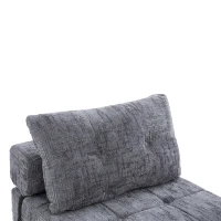 Cozy Convertible Floor Sofa Bed with Button-Tufted Detailing, Soft Chenille Folding Sleeper Couch for Living Room, 180L x 79W x 57H cm, Gray(m-11)