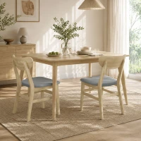 HOMCOM Lote de 2 Sillas de Comedor, Sillas de Cocina, Asientos Acolchados en Lino, Respaldo Curvado, Gris y Madera Natural(m-10)