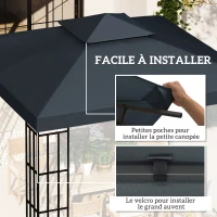 Outsunny Toile de rechange pour pavillon tonnelle tente 3 x 3 m polyester haute densité 180 g/m² gris foncé(m-5)