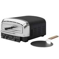 Outsunny Outdoor Pizza Oven Dual Heat Control 6 Presets Electric Pizza Maker with 37 cm Stone and Peel(m-11)