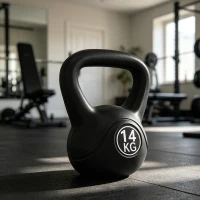 HOMCOM Kettlebell 14 kg, haltère avec poignée ergonomique, haltère à boule, musculation, entraînement, 27 x 21 x 31 cm noir(m-2)