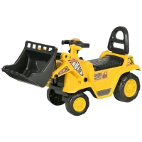 HOMCOM Sitzbagger Aufsitzbagger mit Schaufel Kinderbagger mit Stauraum unter Sitz Rutschauto Spielzeugbagger zum Sitzen bis 30kg, Draufsitzen für Kinder 1,5-4 Jahre Gelb+Schwarz(m-11)