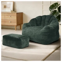 Oversized Bean Bag Chair with Full-Body Segmented Support, Ergonomic Lounger for Gaming, Reading or Napping, 86.5L x 99W x 64.5H cm, Green(m-1)