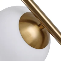 HOMCOM Lampă de Podea cu 2 Lumini și Abajururi Sferice, Comutator de Picior și Soclu E27, Ø28x165 cm, Aur(m-8)