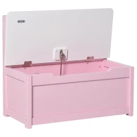 HOMCOM 2 In 1 Wooden Toy Box, Seat Storage Bench, Storage Chest Cabinet Organiser with Safety Pneumatic Rod, Pink(m-7)