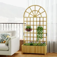 Outsunny Floreira com Treliça de Madeira para Plantas Trepadeiras com Orifícios de Drenagem Floreira Elevada para Jardim 90x30x180 cm Madeira(m-8)