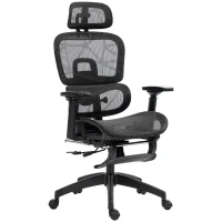 HOMCOM Fauteuil de bureau, chaise de bureau ergonomique en maille avec accoudoirs 3D, dossier inclinable, 66x64x122 cm, noir(m-12)