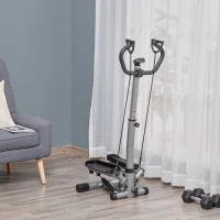 HOMCOM Adjustable Twist Stepper Fitness Step Machine, LCD Screen, Height-Adjust Handlebars, Home Gym, Silver and Black(m-9)