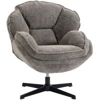 HOMCOM Modern Wingback Accent Chair, Velvet Armchair with Four-Star Base, S-Springs, Swivel, Grey(m-11)
