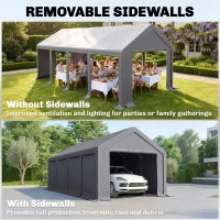 Outsunny 4 x 8 m Marquee Gazebo with Sides, 420g/m² PVC Cover, Heavy Duty Party Tent Canopy & Carport Shelter for Outdoor Event, Wedding, Dark Grey(m-7)