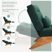Cozy Reclining Accent Chair with Foldable Ottoman and Lumbar Pillow, Soft Adjustable Lounger for Living Room, 127L x 73W x 90H cm, Emerald(m-9)