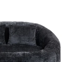 Cozy Oversized Bean Bag Sofa with 2 Matching Pillows, Soft 2-Seat Sectional Couch for Living Room and Bedroom, 145L x 95W x 63H cm, Black(m-11)