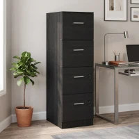 HOMCOM Cajonera Escritorio con 4 Cajones Cerraduras Barras Ajustables para Archivos Tamaño A4 y Carta 40x42x130,8 cm Negro(m-9)