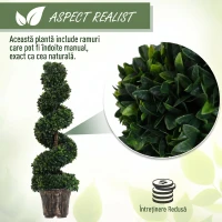 Outsunny Set 2 Plante Artificiale de Buxus în Formă de Spirală pentru Interior și Exterior cu Ghiveci, Ø32x120 cm, Verde(m-6)