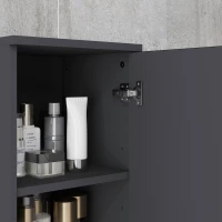 kleankin Colonna Bagno in Truciolato con 2 Ripiani Aperti e 2 Armadietti a 2 Livelli, 30x30x183 cm, Nero e Grigio(m-8)