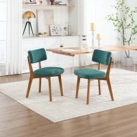 Stylish Mid-Century Dining Chairs with Ergonomic Backrest, Comfortable Upholstered Side Chairs for Dining Room, 47L x 54.5W x 77H cm, Green(m-1)