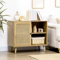HOMCOM Sideboard, Buffet, 2 Regalfächer, 2-stufiges Schrankfach, Naturholzoptik, 80 x 39 x 70cm(m-2)