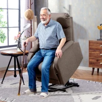 HOMCOM Electric Rise/Recline Armchair, with Reading Light - Brown(m-8)