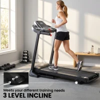 HOMCOM Folding Treadmill, 2.0HP Incline Treadmill Running Machine, 12.8 km/h, with LED Display, Manual Incline, 12 Preset Programs, Drink & Phone Holder for Home Gym Fitness(m-5)