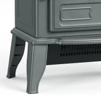 HOMCOM Electric Fireplace Stove, 1000W/2000W, Freestanding Electric Fire with LED Flame Effect, Adjustable Thermostat, Grey(m-12)