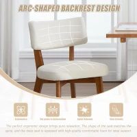 Stylish Mid-Century Dining Chairs with Ergonomic Backrest, Comfortable Upholstered Side Chairs for Dining Room, 47L x 54.5W x 77H cm, Beige(m-6)