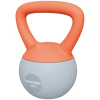 SPORTNOW 4KG Soft Kettlebell, Kettlebell with Non-Slip Handle for Home Gym, Weight Lifting, Strength Training, Orange/Grey(m-11)