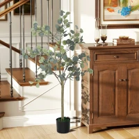 HOMCOM Eucalipto Artificial 150 cm Planta Artificial Decorativa Grande Árvore Artificial de Interior com 230 Folhas Verde(m-2)