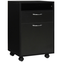 HOMCOM Bloco de Gavetas de Escritório com Armário e Gaveta Móvel Arquivador com Rodas Suporte para Impressora 40x35x60 cm Preto
