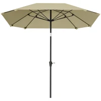 Outsunny 2,3 m Sonnenschirm ohne Basis, Verstellbarer Terrassenschirm mit Kurbel, Polyester, Aluminium, Fiberglas, Beige(m-11)
