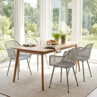 Outsunny Gartenstuhl 4er Set UV-beständige Gartenstühle aus Kunststoff mit Armlehne Rückenlehne 56 x 51 x 84 cm Grau(m-9)