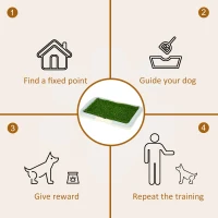 PawHut Puppy Training Pad, Indoor Portable Puppy Pad, with Artificial Grass, Grid, Panel, Tray, 63 x 48.5cm(m-7)