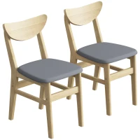 HOMCOM Lote de 2 Sillas de Comedor, Sillas de Cocina, Asientos Acolchados en Lino, Respaldo Curvado, Gris y Madera Natural(m-1)