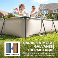 Outsunny Piscine Tubulaire Rectangulaire Pompe de Filtration 3701L en PVC Triple Couche 316x238x66,5cm Gris(m-7)