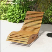 Outsunny Outdoor Rocking Chair w/ Slatted Seat, Wooden Rocking Chair, 130cm x 60cm x 60cm, Light Brown(m-10)