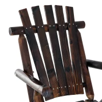 Outsunny Schaukelstuhl mit Armlehne, Wetterfest, Massivholz Verkohlt, 97 x 69 x 93cm(m-7)