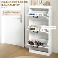 HOMCOM Three-Drawer Minimalistic Shoe Storage Cabinet, for 15 Shoes(m-12)