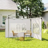 Outsunny 2er-Set Seitenteile für Pavillon 3x3/3x4 m, Seitenwand mit Fenster, wasserdicht Weiß(m-8)