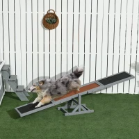 PawHut Wooden Pet Seesaw for Big Dogs, Dog Agility Equipment with Anti-Slip Surface - Grey(m-10)
