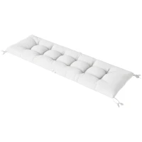 Outsunny Cojín para Banco Exterior con Correas de Sujeción Protección UV50+ Rebote Lento Interior Exterior 198x65x13 cm Crema(m-11)
