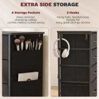 HOMCOM Chest of Drawers, Dresser with 5 Fabric Drawers, Tall Storage Unit with 4 Pockets and 2 Hooks, Steel Frame, Black(m-5)