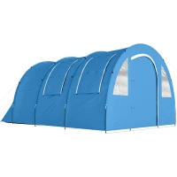 Outsunny 4 Man Camping Tent with 2 Room, Floor and Carry Bag - Blue(m-10)