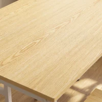 HOMCOM Conjunto Mesa de Jantar com 4 Cadeiras Mesa Retangular 108 cm Cadeiras com Encosto em Ripas Carvalho e Branco(m-9)