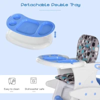 HOMCOM 2 in 1 Convertible Baby High Chair Toddler Table Chair Infant Feeding Seat Removable Food Tray Safety Harness Blue(m-9)