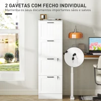 HOMCOM Arquivador para Escritório com 2 Gavetas para Escritório com Fechaduras Gavetas Suspensas para A440x40x131 cm Branco(m-6)